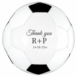 Thank you add couple name initial letter text date soccer ball