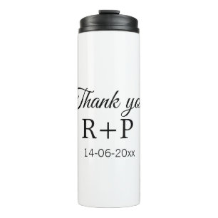 Thank you add couple name initial letter text date thermal tumbler