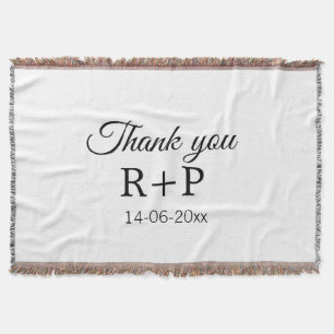 Thank you add couple name initial letter text date throw blanket