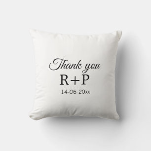 Thank you add couple name initial letter text date throw pillow