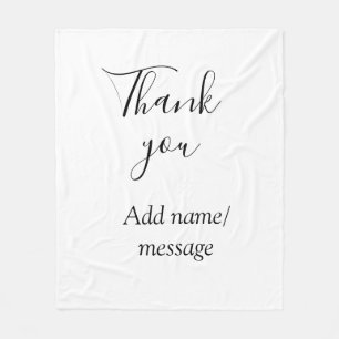 Thank you add name message simple stylish calligra fleece blanket