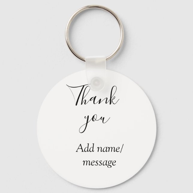 Thank you add name message simple stylish calligra keychain (Front)