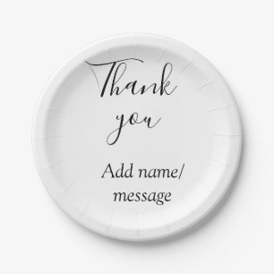 Thank you add name message simple stylish calligra paper plate