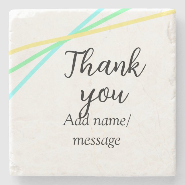 Thank you add name message simple stylish calligra stone coaster (Front)