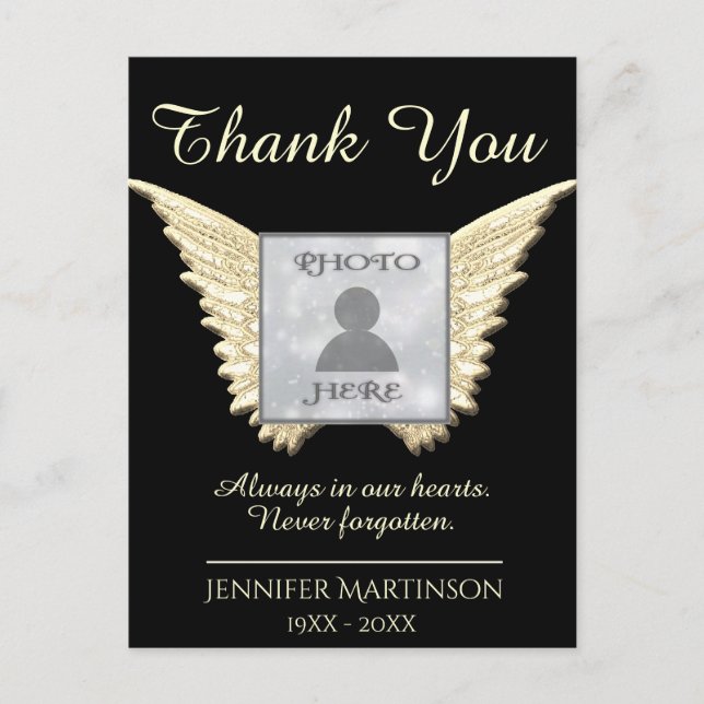 Thank You | Add Photo Memorial Postcard (Front)