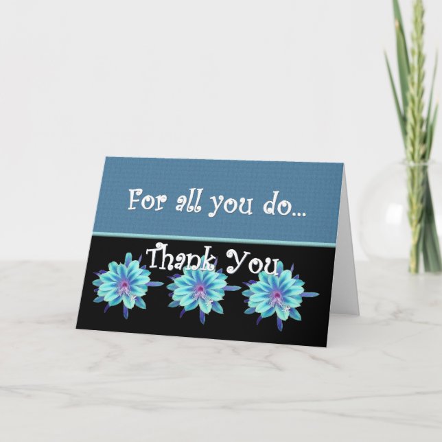 THANK YOU Admin Professionals Day BLUE FLOWERS Card (Front)