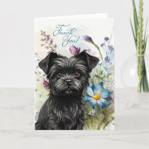 Thank You Affenpinscher Dog Wildflower Garden Blan Card