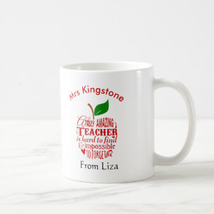 Thank you amazing teacher red word art apple coffee mug
