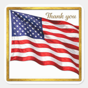 Thank You American Flag Square Envelope Seal