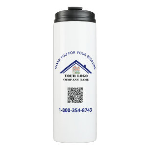 Thank You and Your Business Logo QR Code Thermal Tumbler