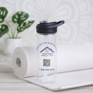 Thank You and Your Business Logo QR Code Water Bottle