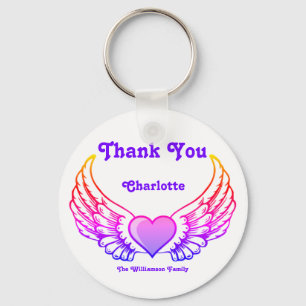 Thank You Angel Wings Personalized Keychain