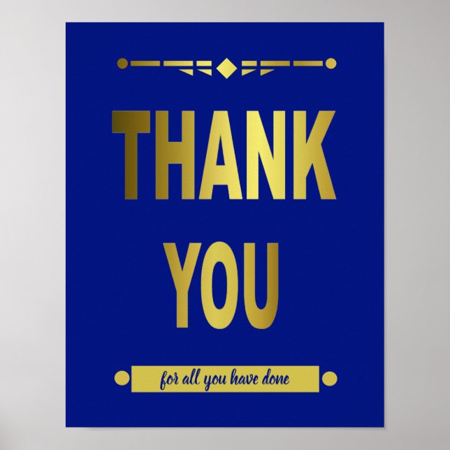Thank You Appreciation Blue Typography Poster (Front)