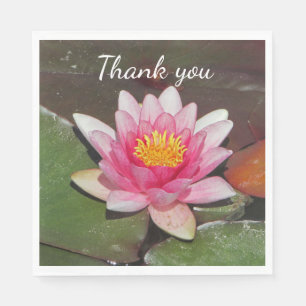 Thank You Appreciation Meal Pink Water Lily Photo Napkin