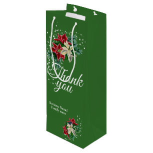 Thank You Appreciation Poinsettia Floral  Wine Gift Bag