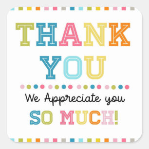 Thank you appreciation square sticker