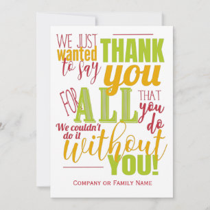 Thank You Appreciation Thanks Message Card