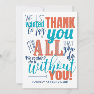 Thank You Appreciation Thanks Message Card