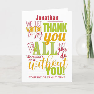 Thank You Appreciation Typography Thanks Message Card