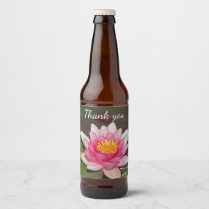 Thank You Appreciation Water Lily Floral Photo Beer Bottle Label