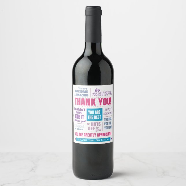 Thank You Appreciation Wine Label (Front)