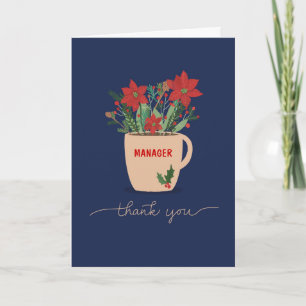 Thank You at Christmas Poinsettias in Cup Card