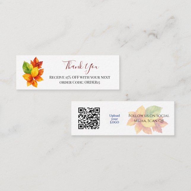 Thank You Autumn Artistic Discount Code QR Insert  (Front/Back)