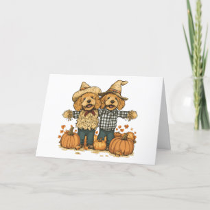 Thank You Autumn Harvest Goldendoodle Dogs Card
