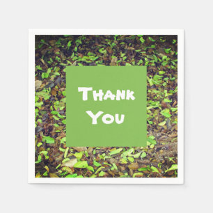 Thank You Autumn Leaves Green Brown Appreciation Napkin