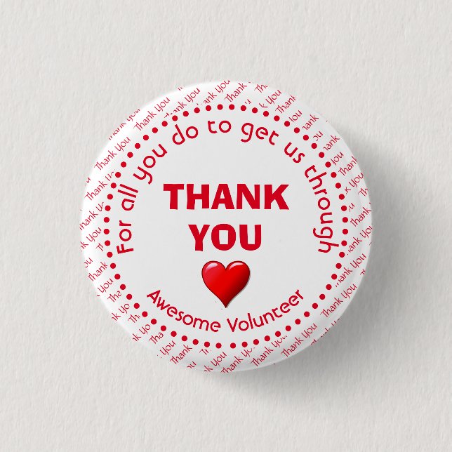 THANK YOU Awesome Volunteer Customizable 1 Inch Round Button (Front)