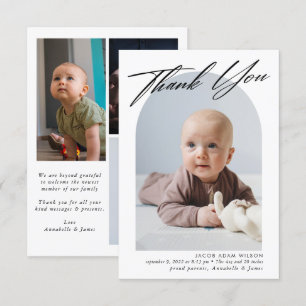 Thank You Baby Birth Photo Collage Card
