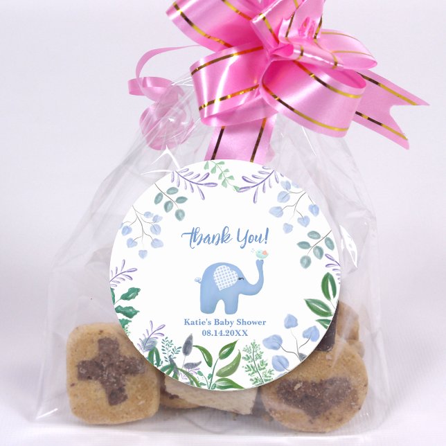 Thank You Baby Elephant Song Bird Baby Shower  Classic Round Sticker (Creator Uploaded)