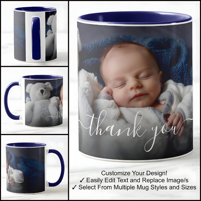Thank You Baby Gift Beautiful Photo Template Text Mug (Creator Uploaded)