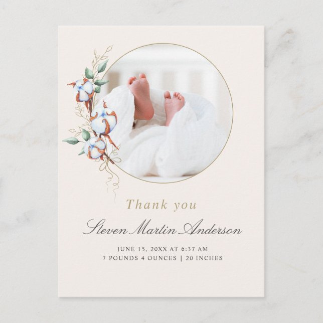 Thank You Baby Photo Birth Announcement (Front)