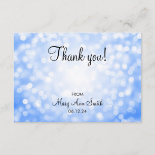 Thank You Baby Shower Blue Glitter Lights Card