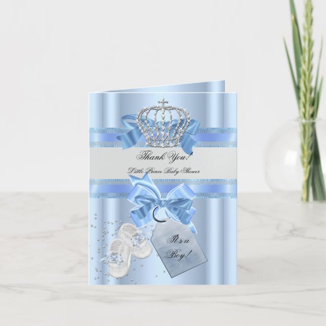 Thank You Baby Shower Boy Blue Little Prince 3a (Front)