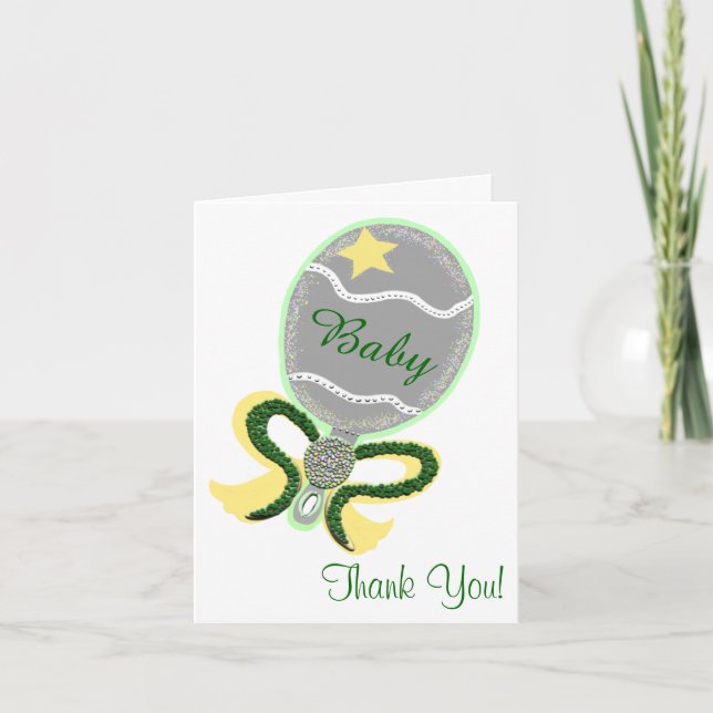 Thank You Baby Shower Elegant Rattle (Front)