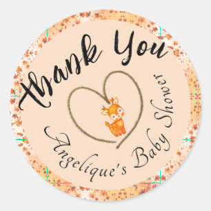 Thank You Baby Shower Fall Motif & Colour Classic Round Sticker