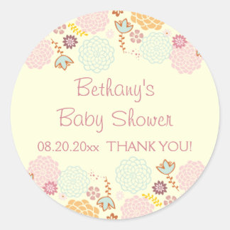 Thank You Baby Shower Fancy Modern Floral Classic Round Sticker