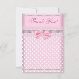 Thank You Baby Shower Girl Baby Pink Spot Pearl