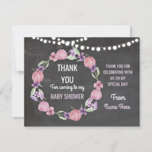 Thank You Baby Shower Girl Cards Pumpkin Pink