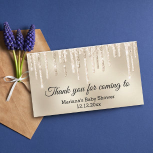 thank you baby shower golden dripping glitters card