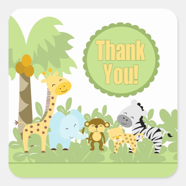 Thank You Baby Shower Jungle Square Sticker! Square Sticker (Front)