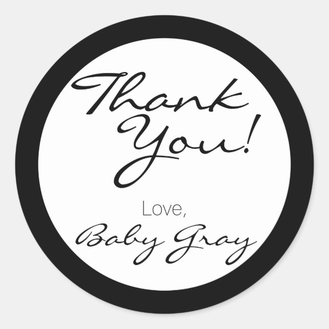 Thank You Baby Shower Personalize Custom Classic Round Sticker (Front)