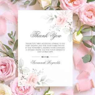 THANK YOU BABY SHOWER PINK FLORAL ROSES GIRL