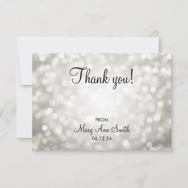Thank You Baby Shower Silver Glitter Lights (Front)