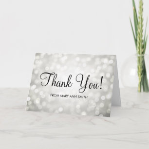 Thank You Baby Shower Silver Glitter Lights Card
