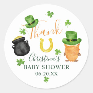 Thank you baby shower St Patrick clover watercolor Classic Round Sticker