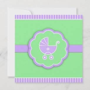 Thank You Baby Shower Stroller Green Flat Card