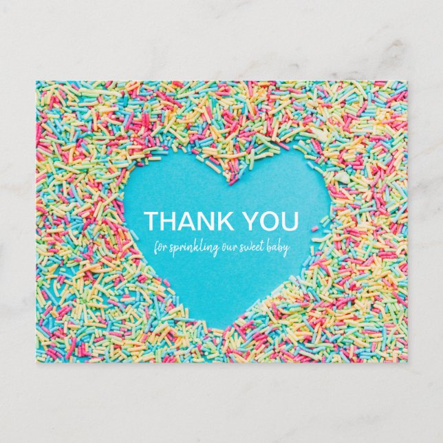 Thank You Baby Sprinkle Heart Postcard (Front)